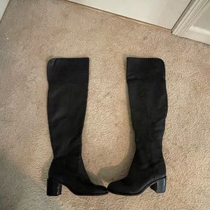 Sam Edelman Size 8 Tall Over the Knee Black Leather Heel Boots